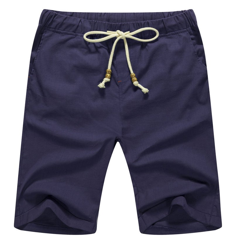 NITAGUT Men's Linen Casual Classic Fit Short Navy Blue L - Image 2